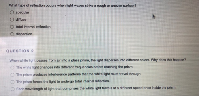 reflection occurs when light waves off the surface of a material