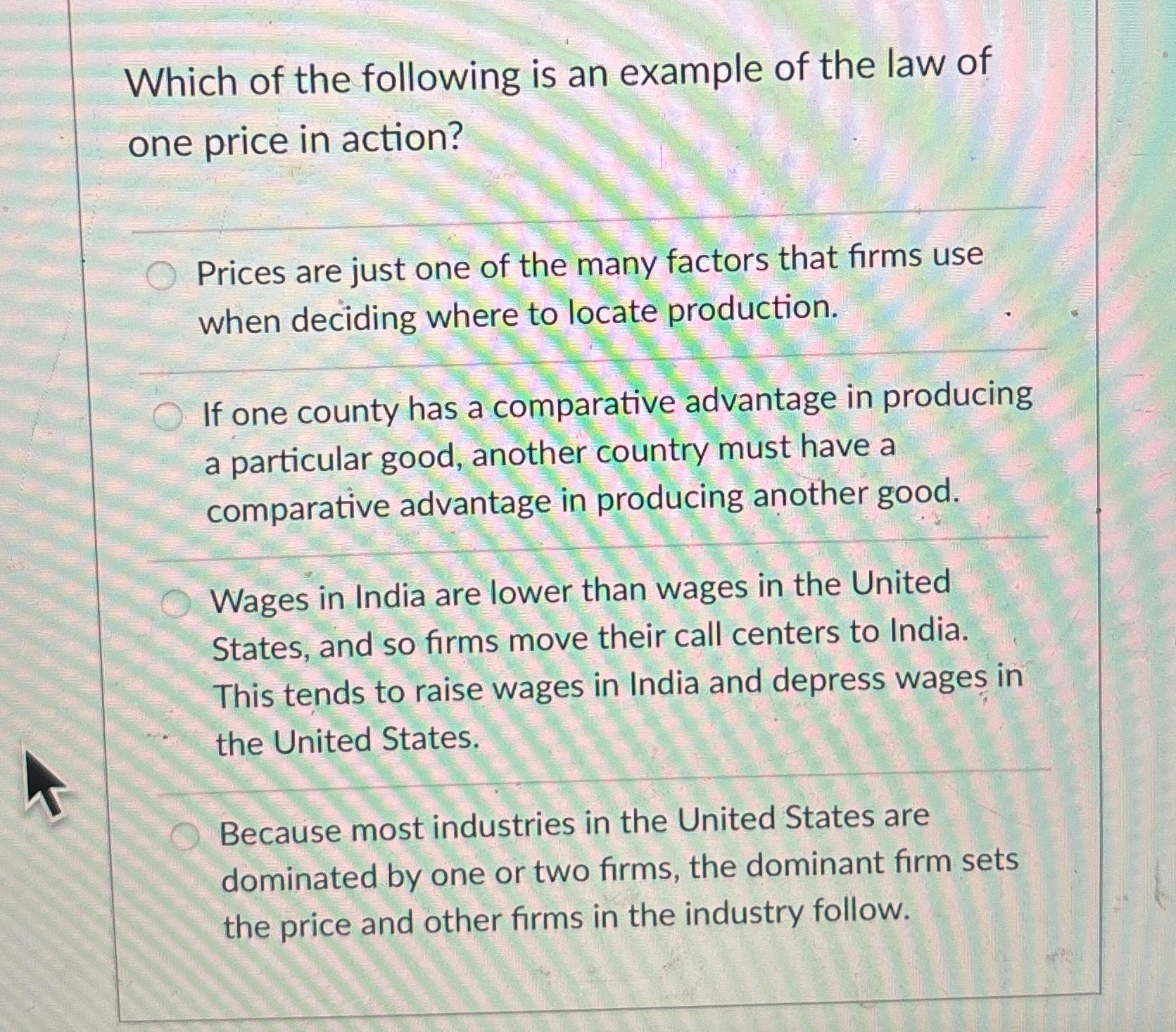 Solved Which of the following is an example of the law of | Chegg.com