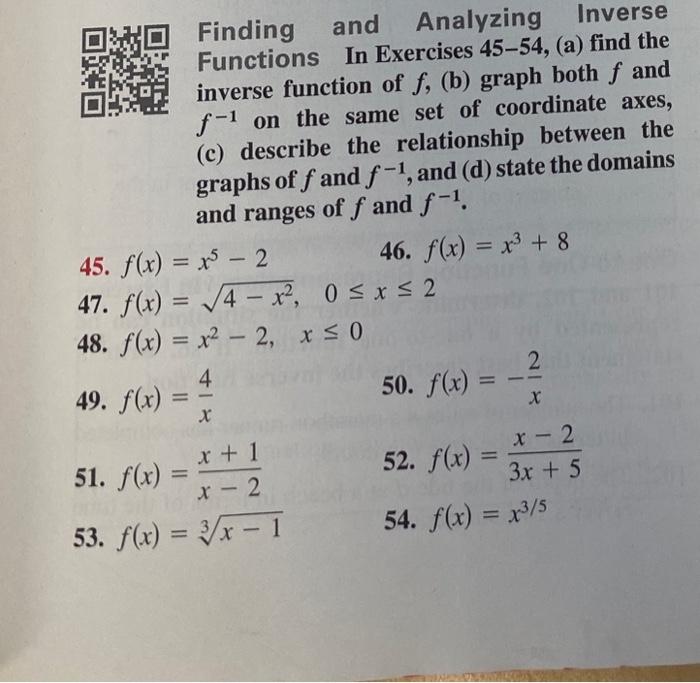 Solved Finding and Analyzing Inverse Functions In Exercises | Chegg.com