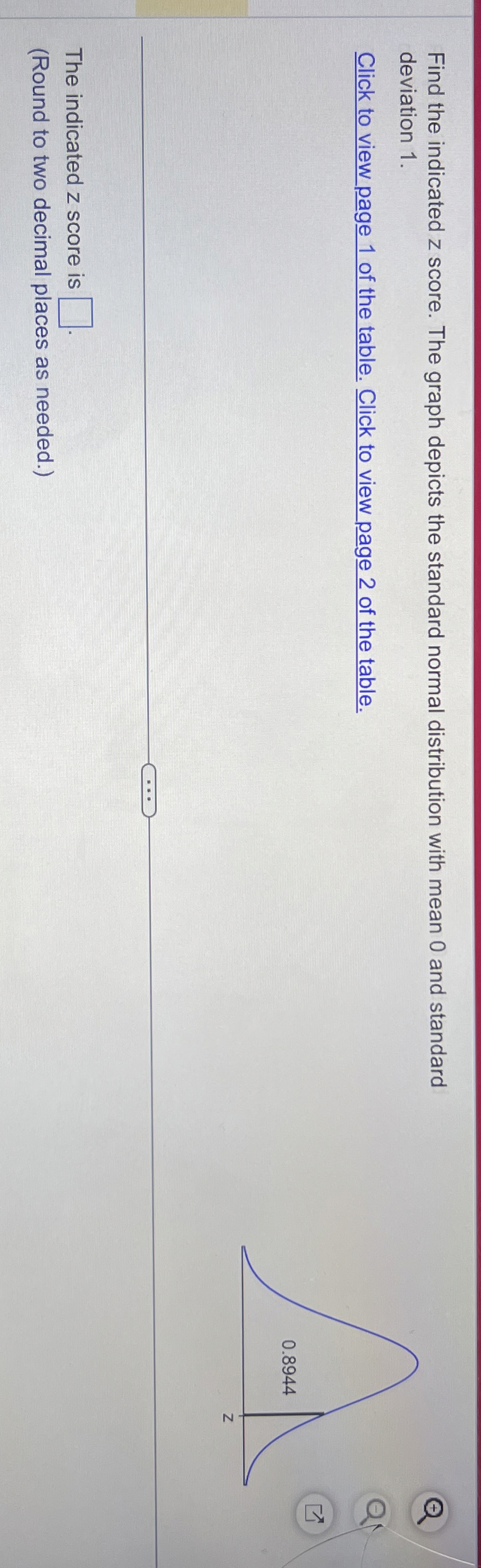 Solved Find the indicated z score. The graph depicts the