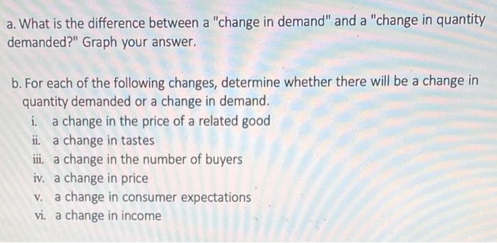 Solved a. What is the difference between a "change in | Chegg.com