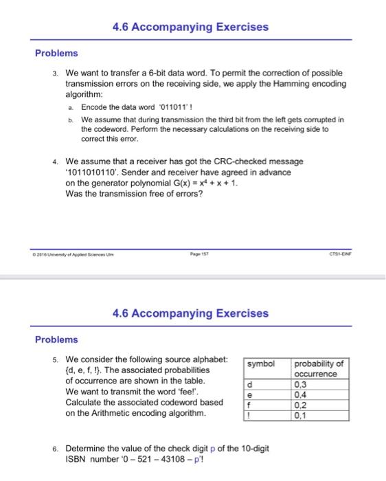 Solved 4.6 Accompanying Exercises Problems 3. We want to | Chegg.com
