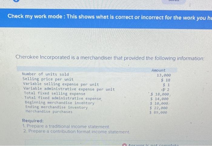 Solved Check My Work Mode : This Shows What Is Correct Or | Chegg.com