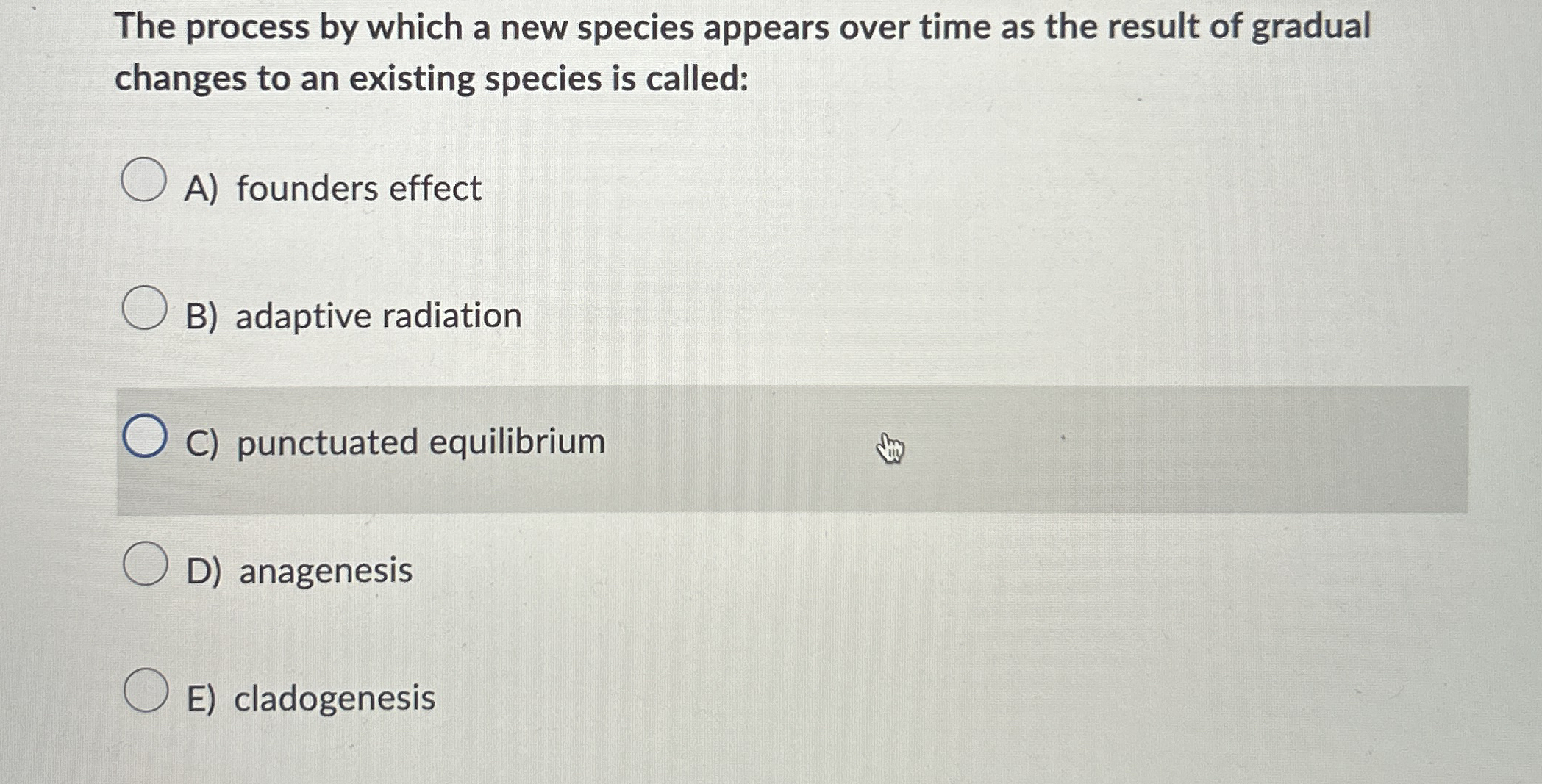 Solved The process by which a new species appears over time | Chegg.com