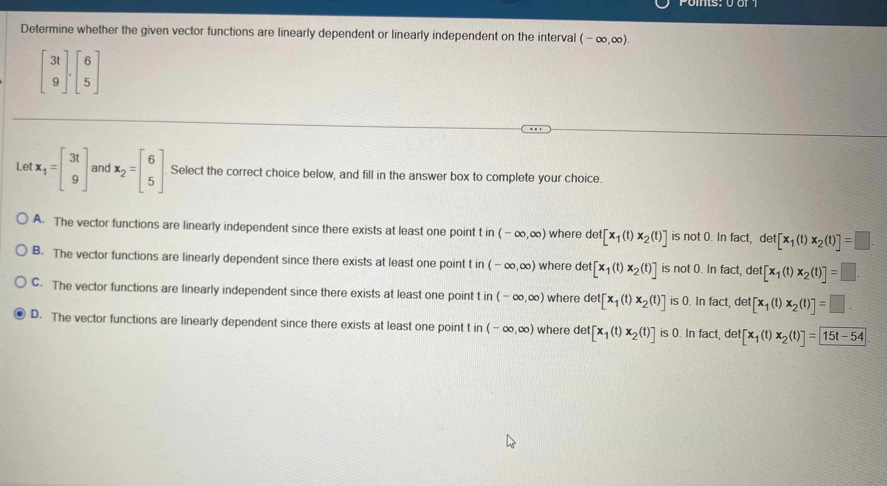 Solved Determine whether the given vector functions are | Chegg.com