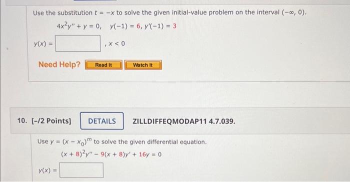 Solved Use The Substitution T−x To Solve The Given 8498