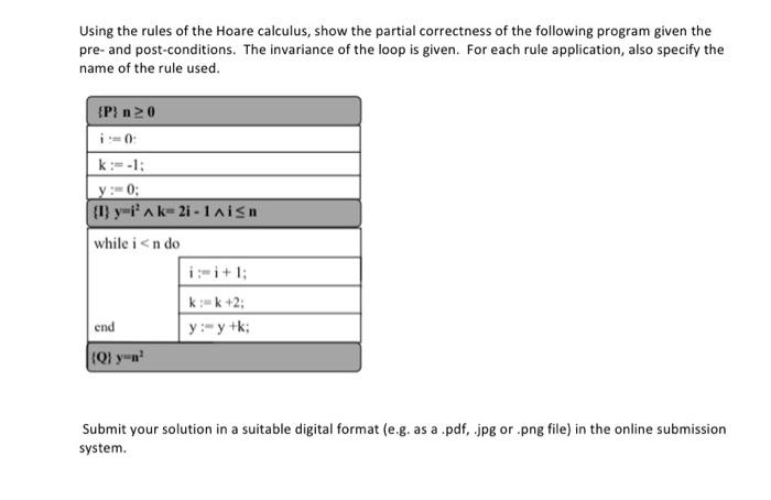 Solved Using the rules of the Hoare calculus, show the | Chegg.com