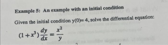 Solved Example 5: An example with an initial condition Given | Chegg.com