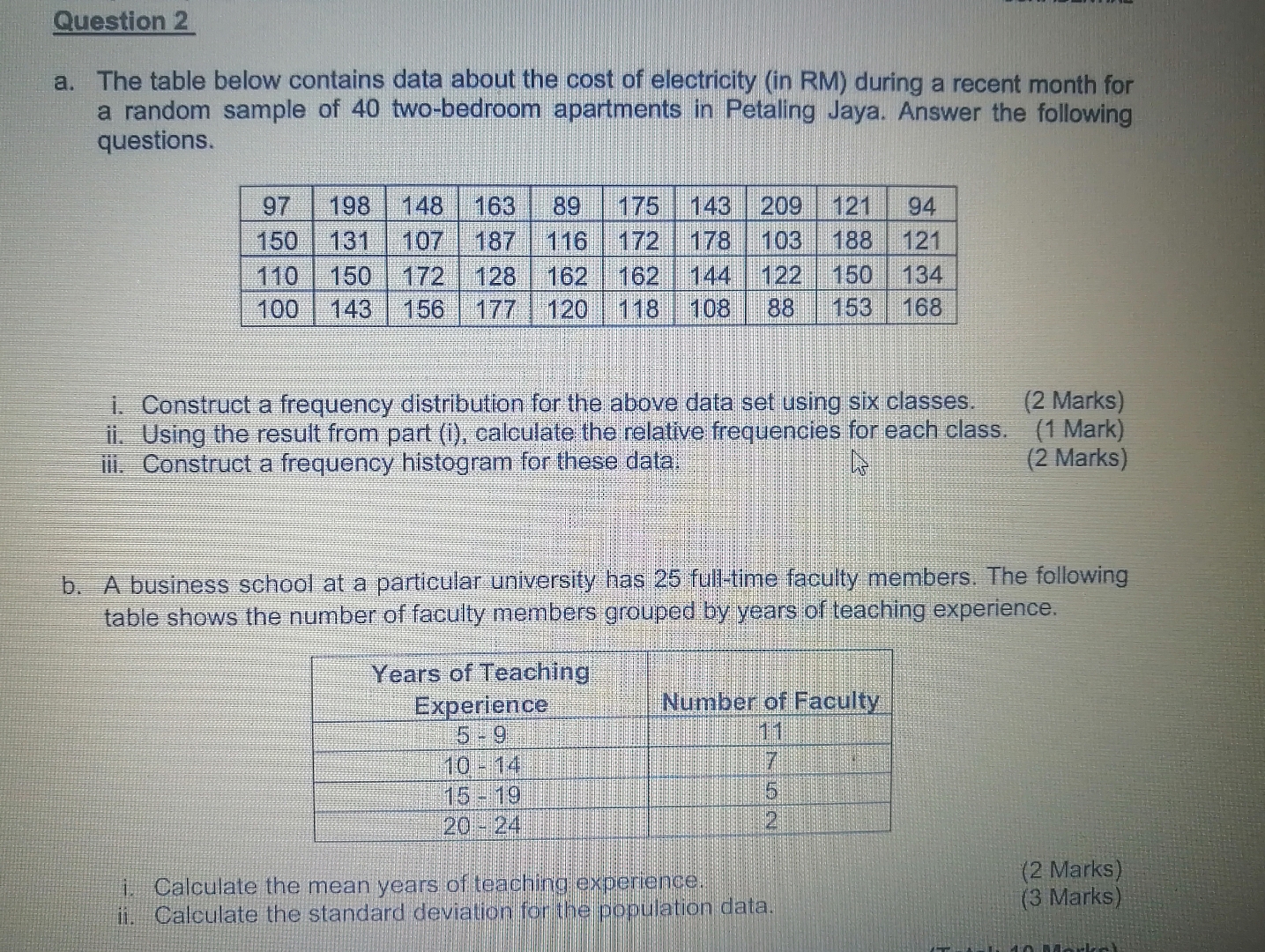 Solved Question 2a. ﻿The table below contains data about the | Chegg.com