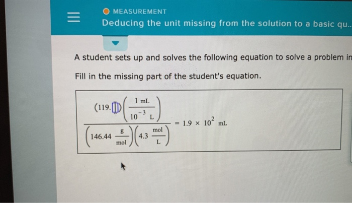 Solved O Measurement Deducing The Unit Missing From The Chegg Solved O Measurement Deducing The Unit Missing From The Chegg