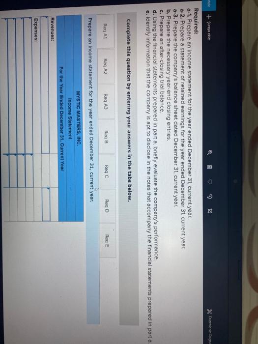 Solved Mystic Masters, Inc., provides