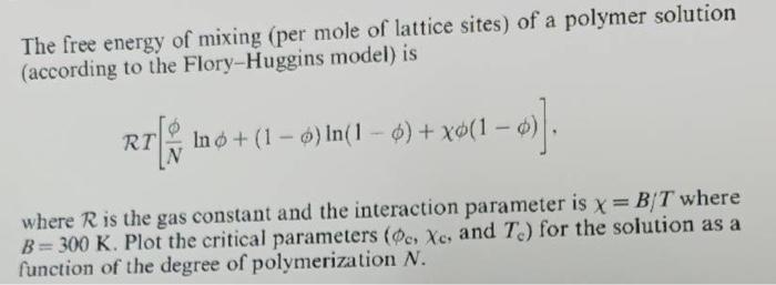 Solved The free energy of mixing (per mole of lattice sites) | Chegg.com