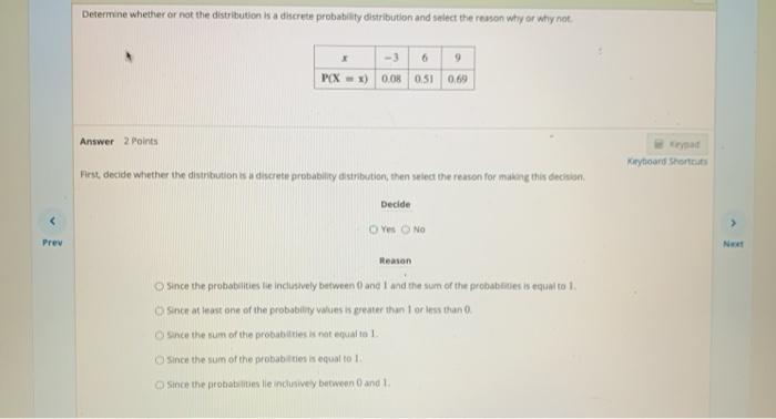 Solved Determine whether or not the distribution is a | Chegg.com