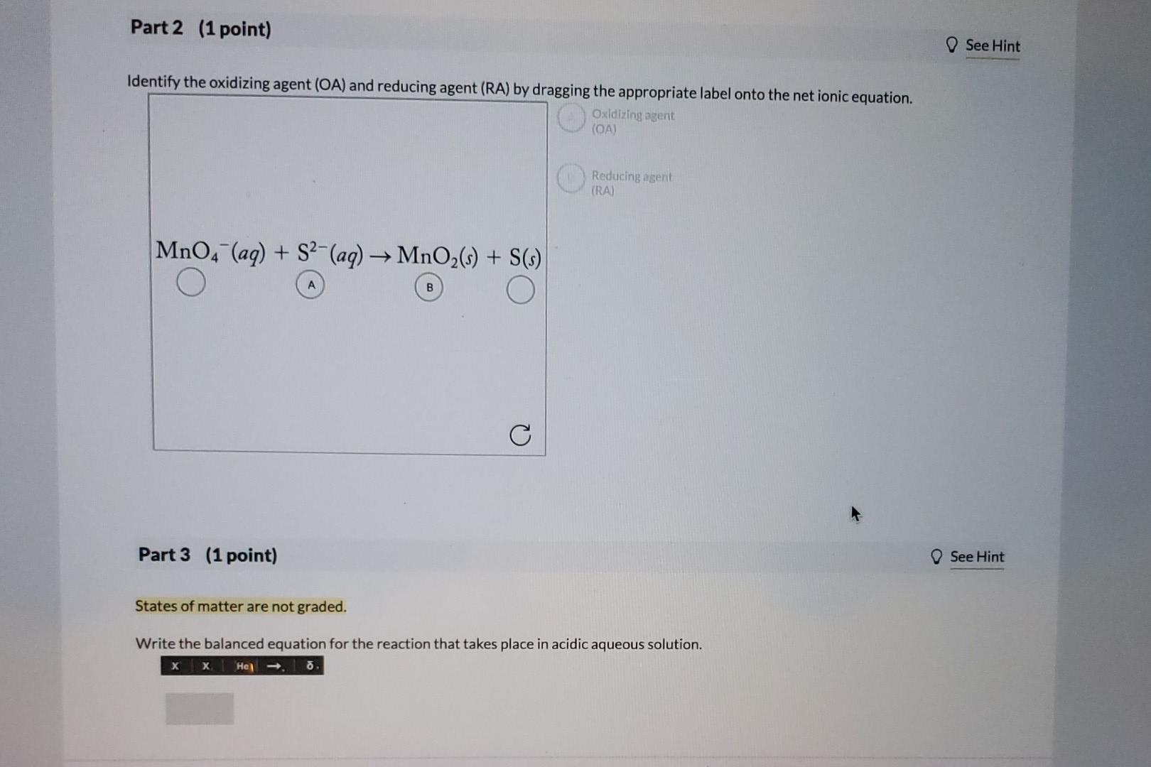 Solved Consider The Following Net Ionic Equation Mno Aq Chegg Com