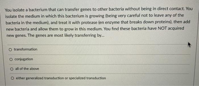 Solved You isolate a bacterium that can transfer genes to | Chegg.com