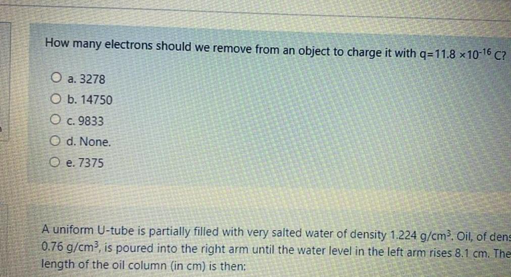 Solved How Many Electrons Should We Remove From An Object Chegg Com