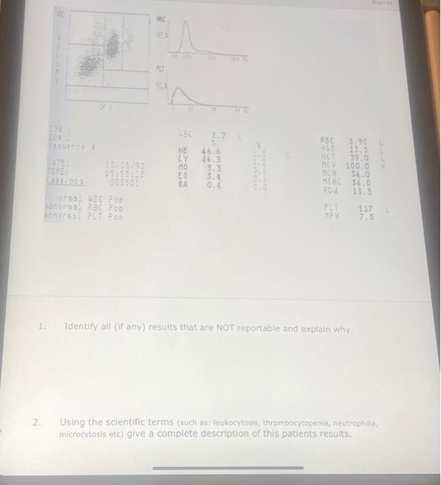 Solved 1. Identify all (if any) results that are NOT | Chegg.com