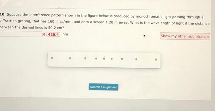Solved 10. Suppose the interference pattern shown in the | Chegg.com
