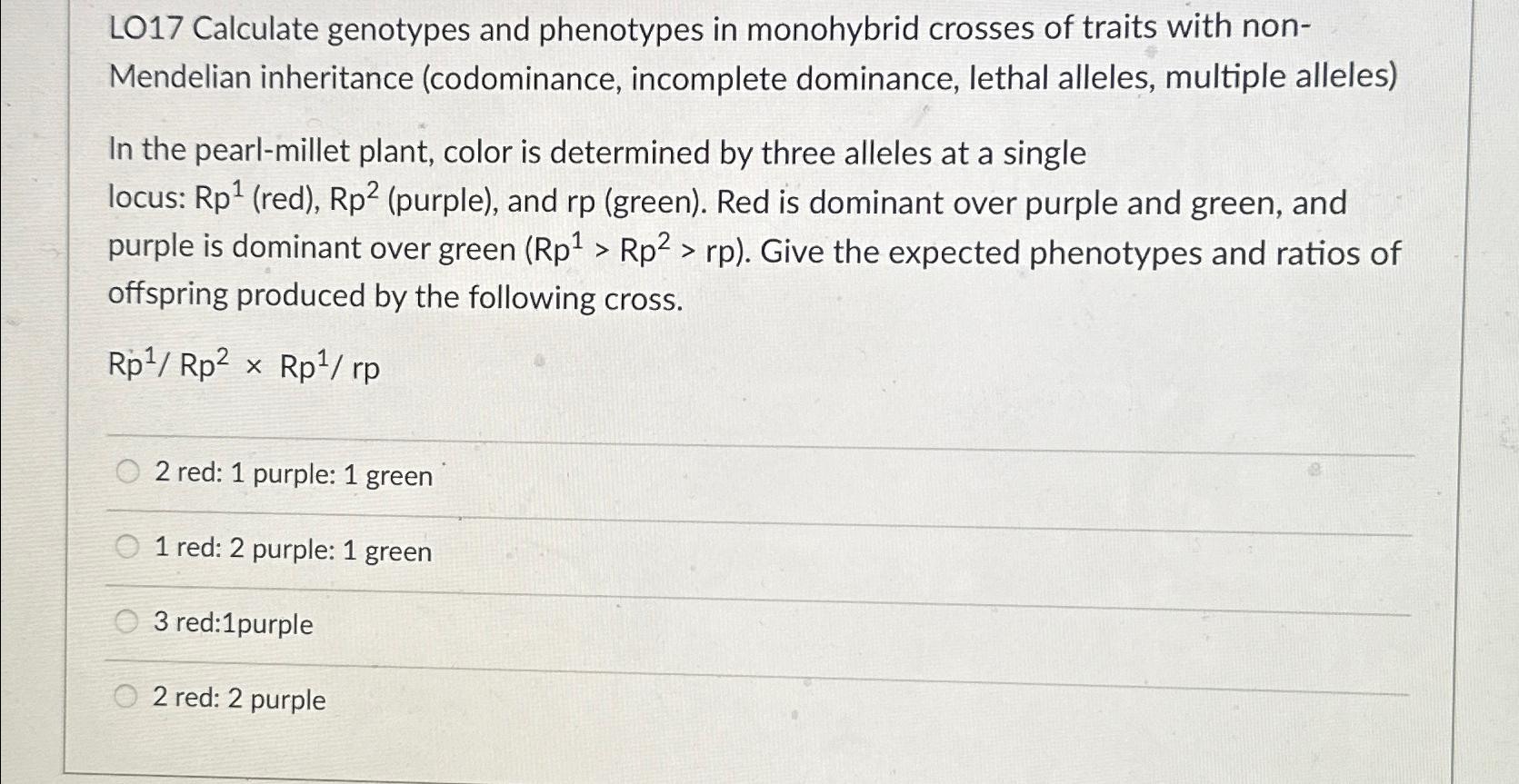 Solved L017 ﻿Calculate Genotypes And Phenotypes In | Chegg.com