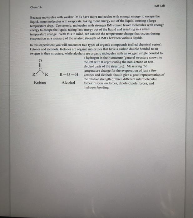 Imf Lab Chem 1a Evaporation Temperature And Chegg 