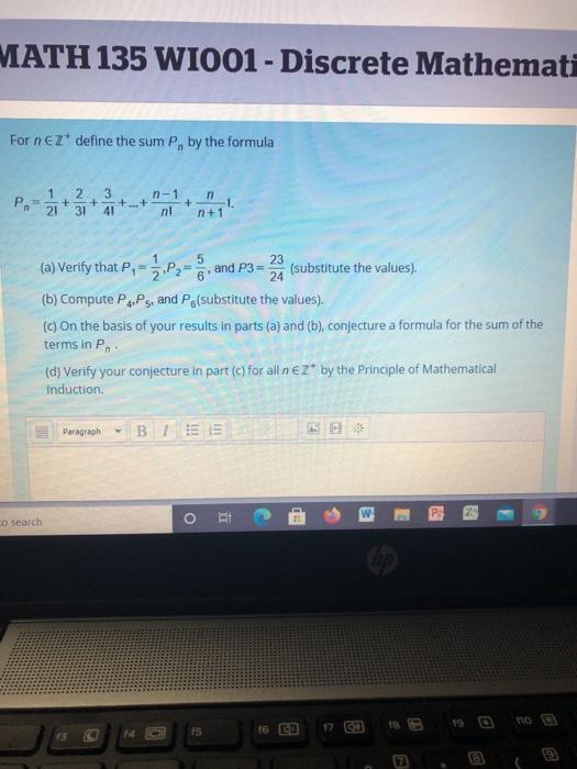 Solved MATH 135 WI001 - Discrete Mathemati For nez' define | Chegg.com