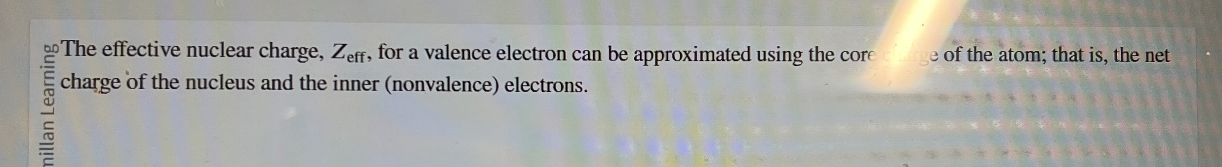 Solved The effective nuclear charge, Zeff , ﻿for a valence | Chegg.com
