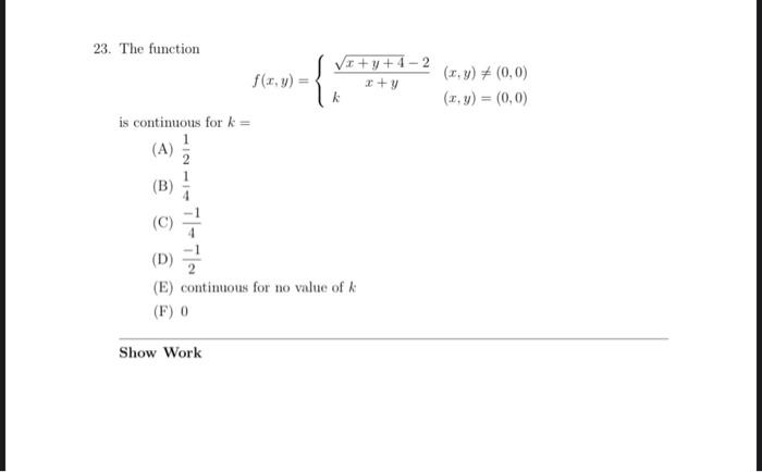 Solved 23 The Function F X Y Vt 2 Y K X Y