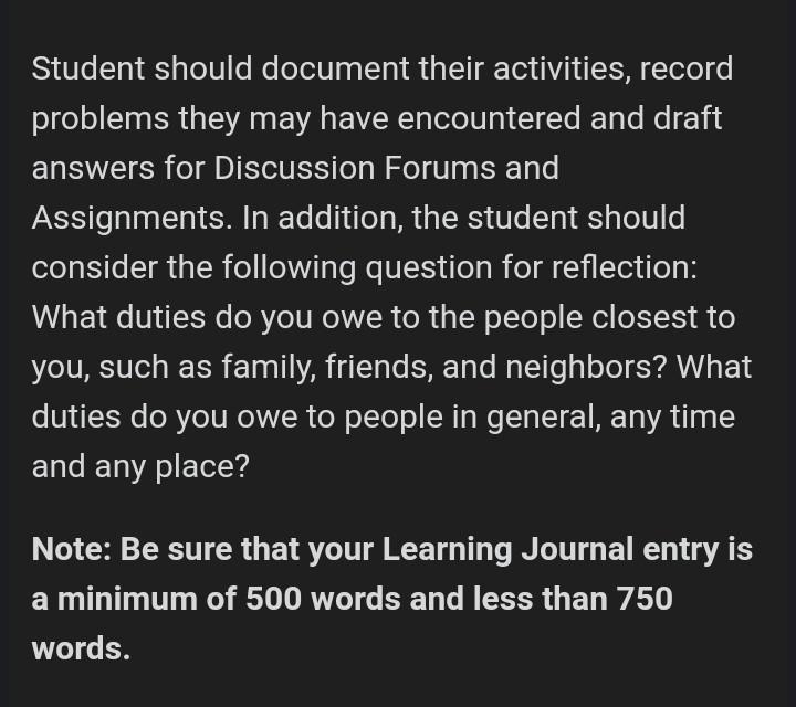 Solved Student should document their activities, record | Chegg.com