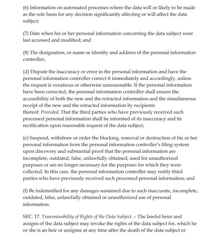 SEC. 12. Criteria for Lawful Processing of Personal | Chegg.com