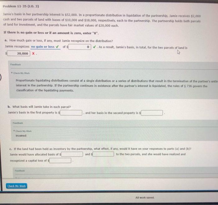 Solved Problem 1135 (LO. 3) Jamie's basis in her