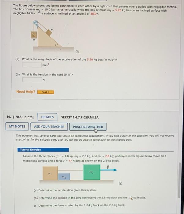 Solved The figure below shows two boxes connected to each | Chegg.com