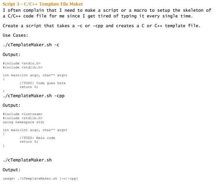 Solved Script 3 - C/C++ Template File Maker I often complain | Chegg.com