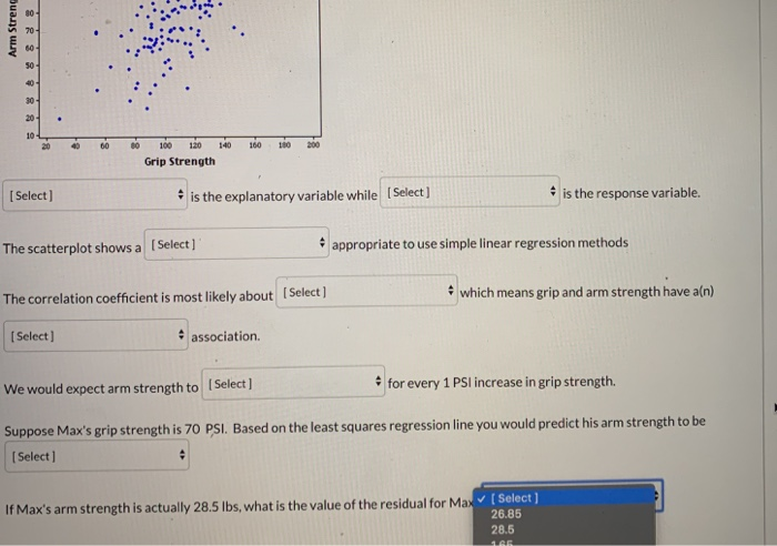 Solved The grip strength (in PSI) and arm strength (in LBS) | Chegg.com