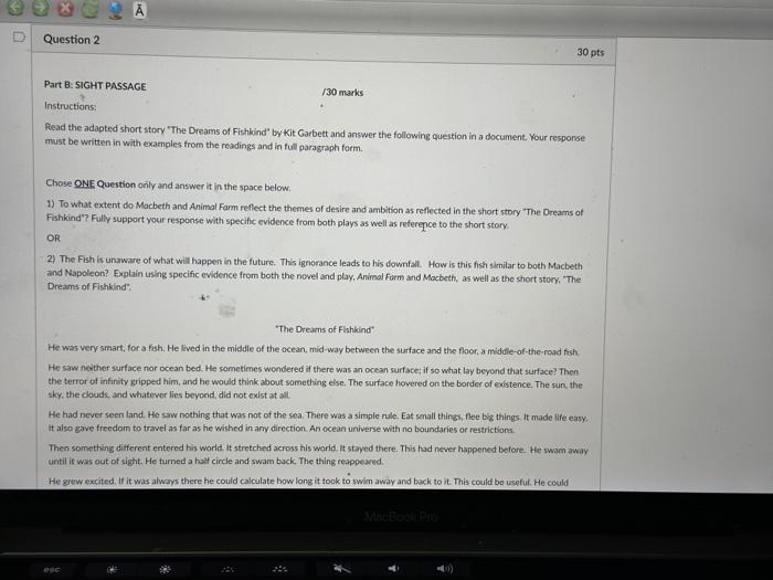 Part B: SIGHT PASSAGE 130 marks Instructions: Read | Chegg.com