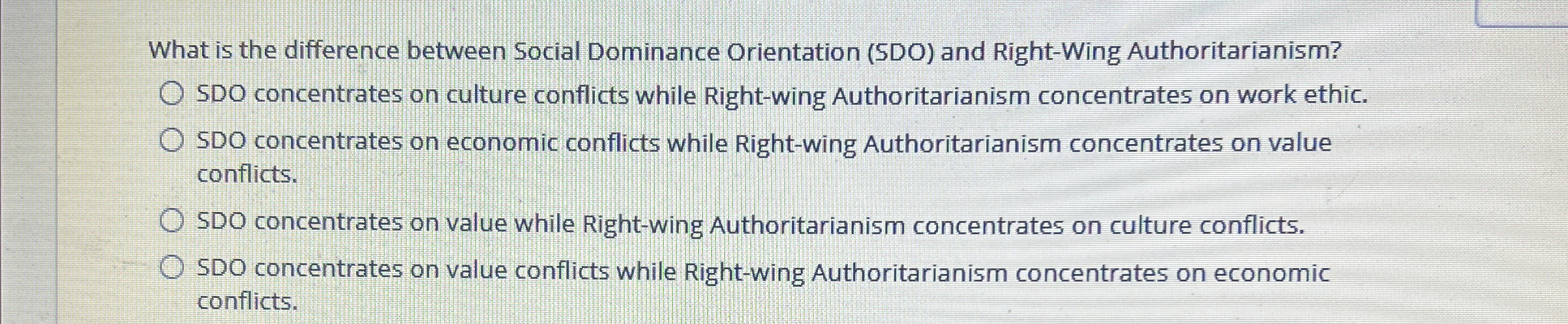 Solved What is the difference between Social Dominance | Chegg.com