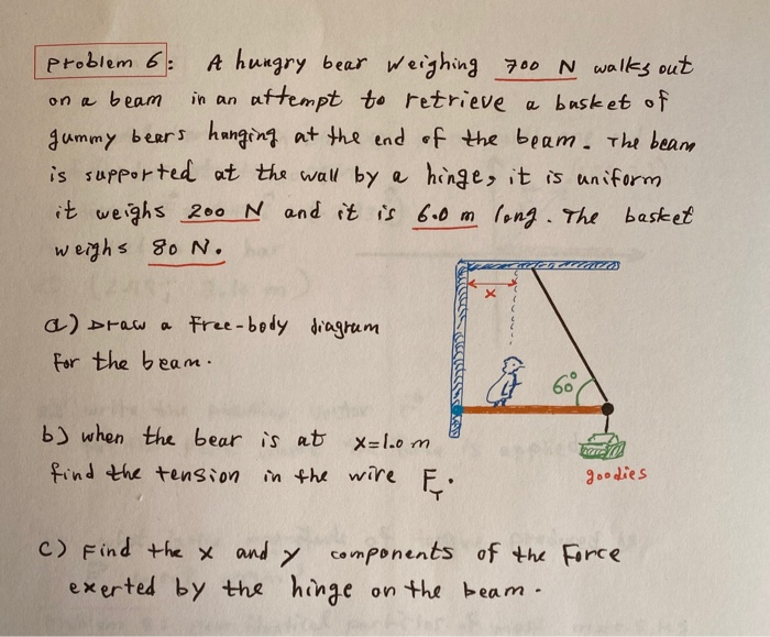 Solved in an problem 6 A hungry bear weighing 700 N walks | Chegg.com
