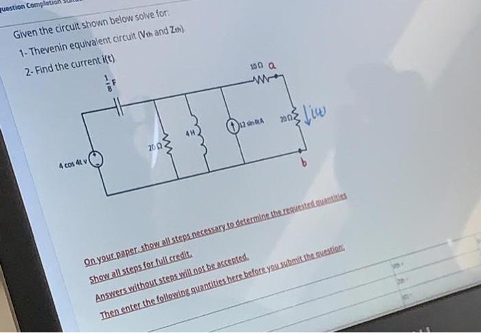 Solved question Complet Given the circuit shown below solve | Chegg.com