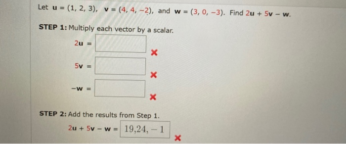 Solved Let u = (1, 2, 3), v = (4, 4, -2), and w = (6, 5, | Chegg.com