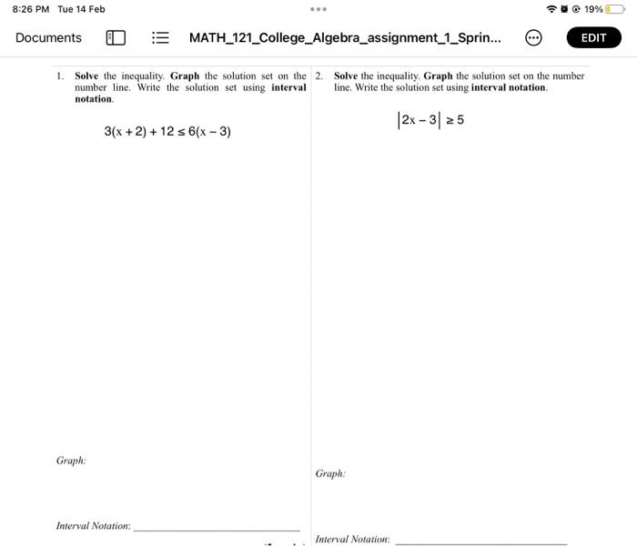 graph the solution set of the inequality on the number line