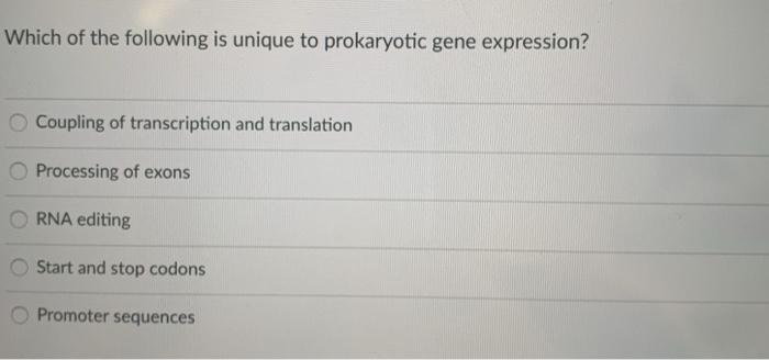 Solved Which of the following is unique to prokaryotic gene | Chegg.com