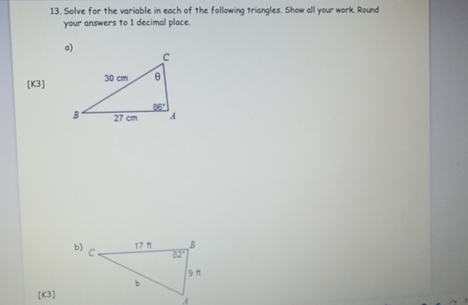 Solved Solve for the variable in each of the following | Chegg.com