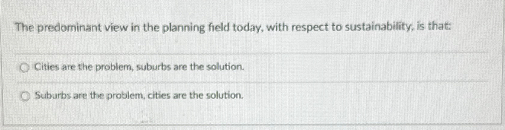 Solved The predominant view in the planning field today, | Chegg.com