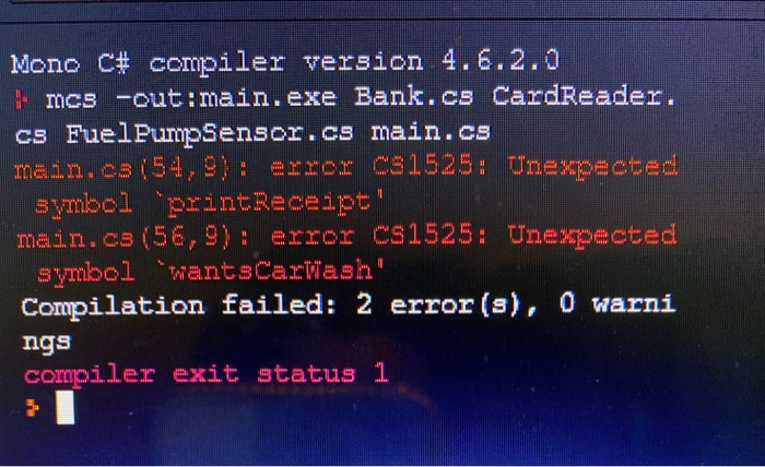 Solved I have an error in my code that I am trying to fix. | Chegg.com