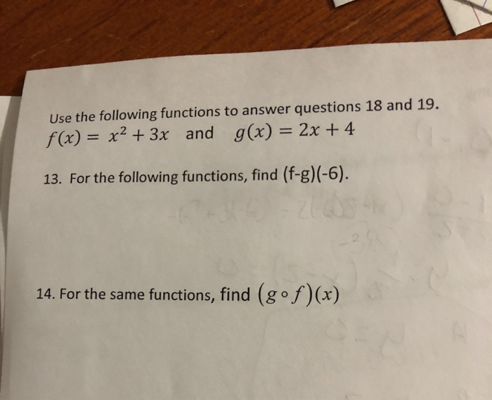 Solved Use the following functions to answer questions 18 | Chegg.com