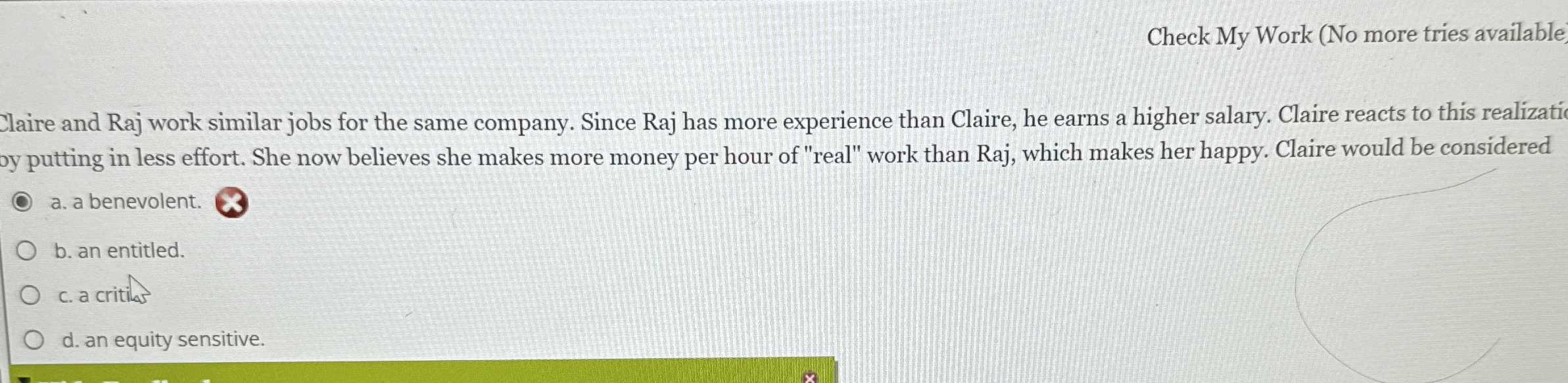 Solved Check My Work (No more tries availableClaire and Raj | Chegg.com
