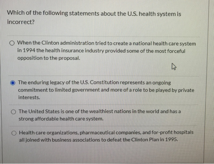 Solved Which of the following statements about the U.S.