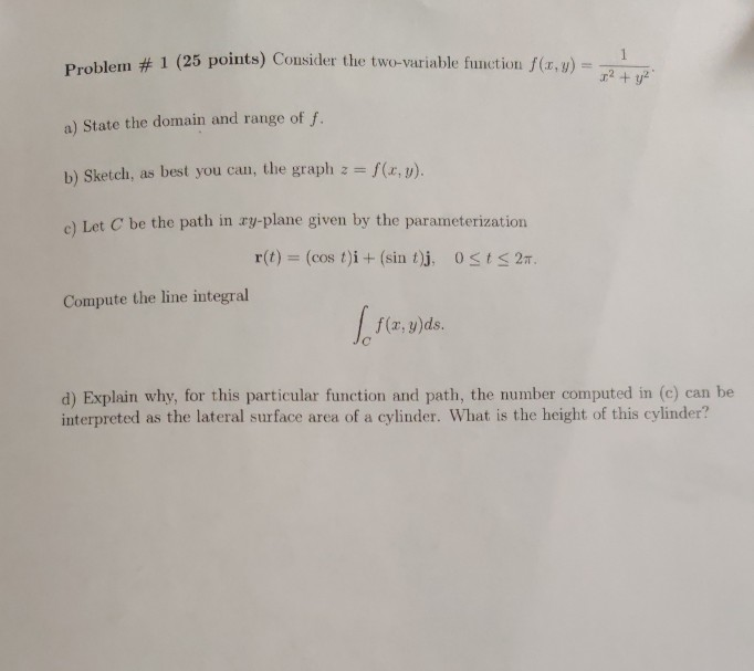 Solved er #1 (25 points) Consider the two-variable function | Chegg.com