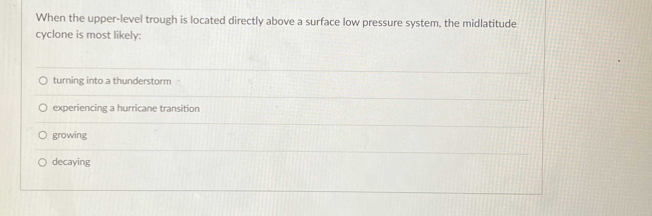 Solved When the upper-level trough is located directly above | Chegg.com