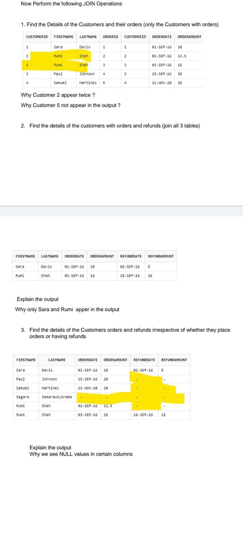 Solved Perform The Following Operations Using ORACLE And | Chegg.com