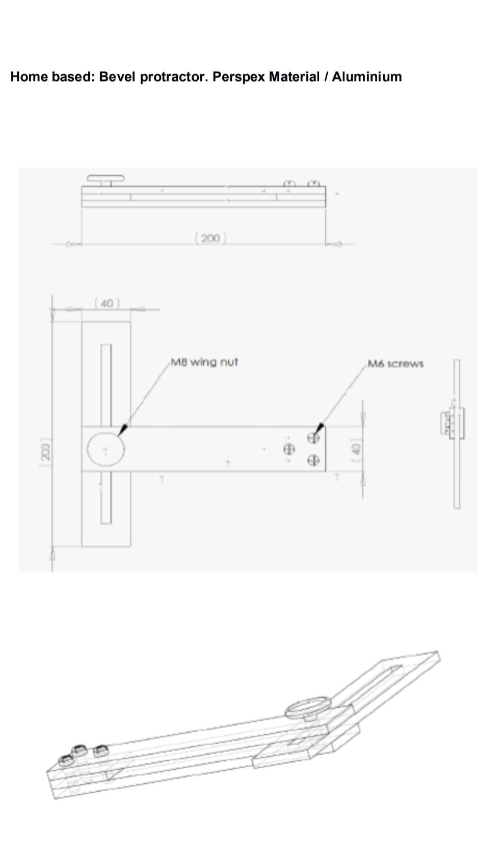 Home based Bevel protractor. Perspex Material /